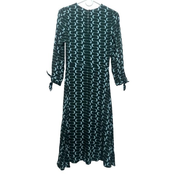 Reformation Port Retro Midi Dress XS 2 Green Preppy Y2K Psychedelic 70s Classic - Picture 3 of 16